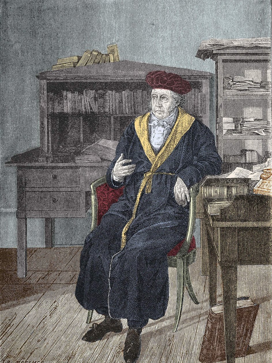 Georg Wilhelm Friedrich Hegel portréja az irodájában (1770 - 1831) német filozófus alkotó: Unknown artist