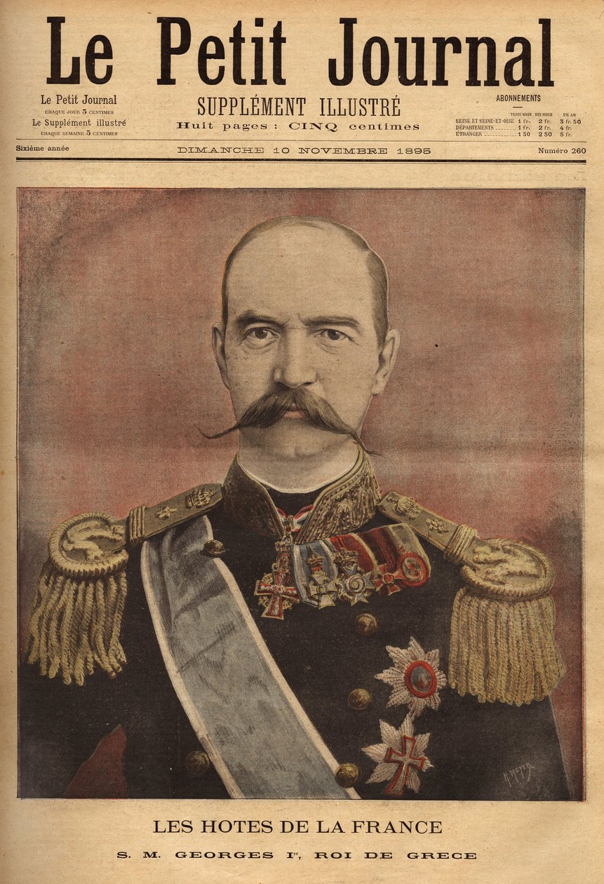 I. György görög király (1845-1913) portréja. Metszet a „” Le petit journal”-ban 1895.10.11. Selva gyűjteménye. alkotó: Unknown artist