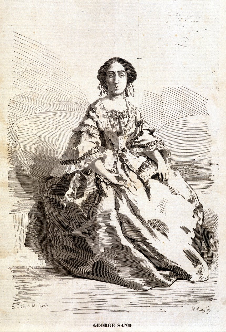 George Sand (Aurore Dupin, Baronne Dudevant) portréja (1804-1876). alkotó: Unknown artist