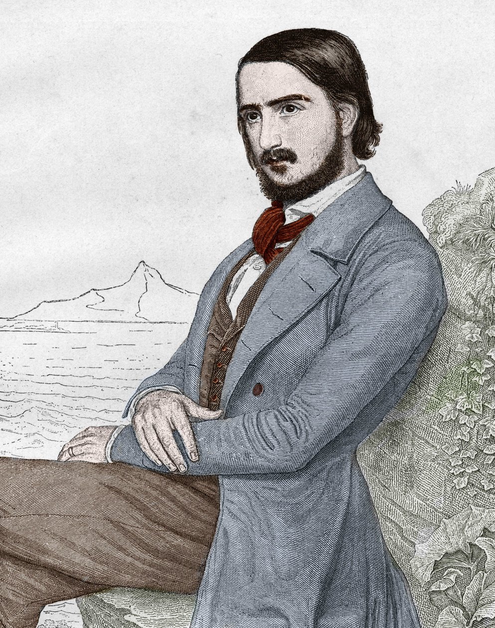 Georges (Georg) Herwegh (1817-1875) német költő portréja, C. HITZ festménye alapján. alkotó: Unknown artist