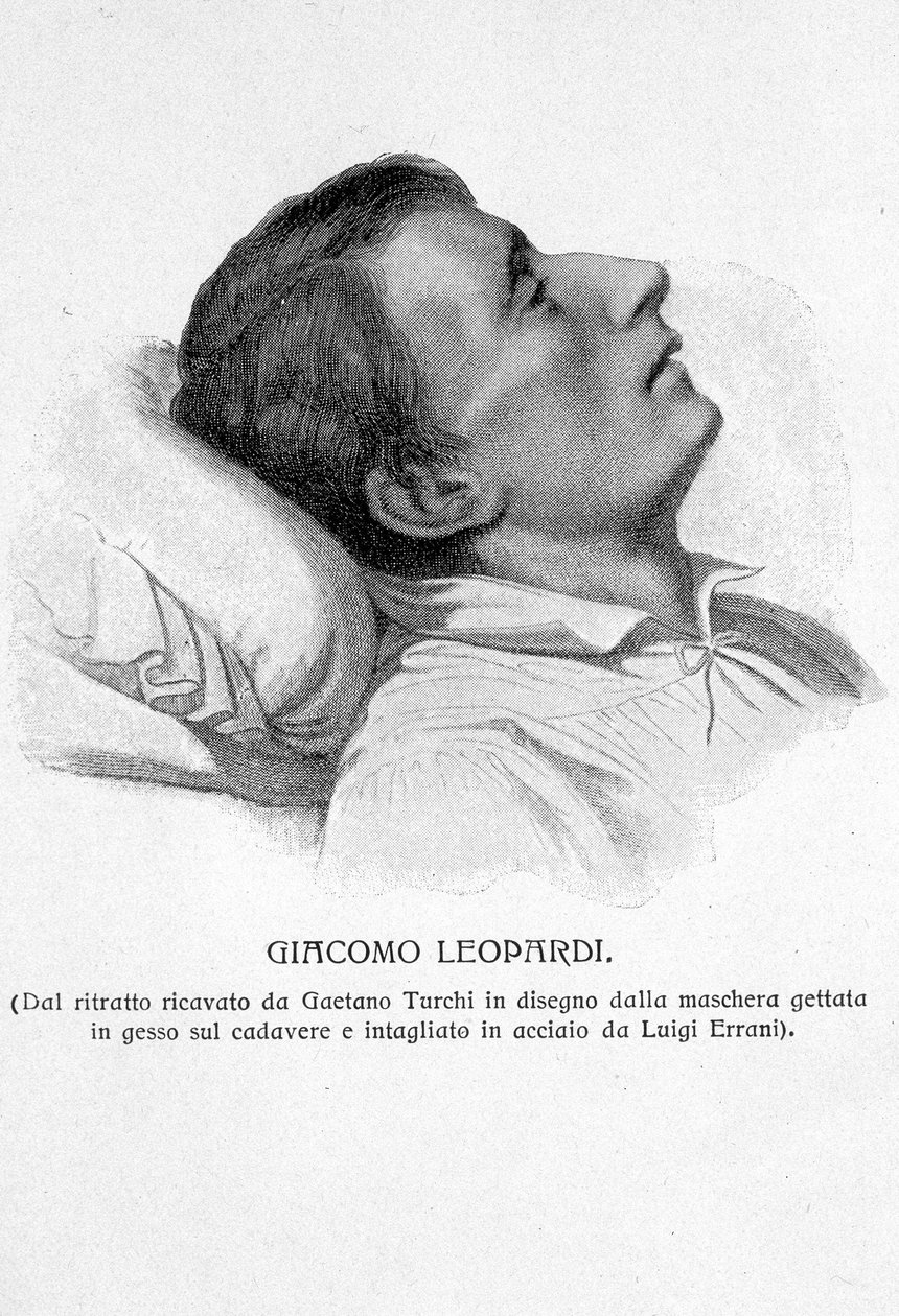 Giacomo Leopardi portréja a halálos ágyán alkotó: Unknown artist