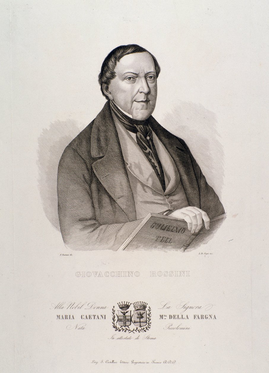Gioacchino Rossini portréja (metszet alkotó: Unknown artist