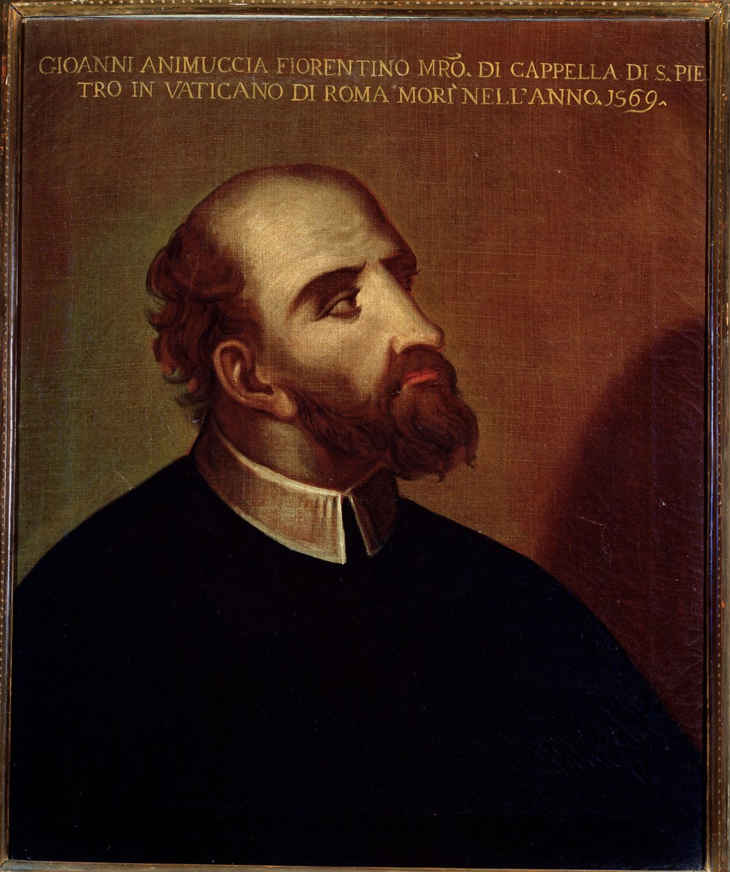 Giovanni Animuccia (1514 ca-1571) olasz zeneszerző Anonymous festményének portréja. 16. századi Bolognai Polgári Bibliográfiai Múzeum alkotó: Unknown artist