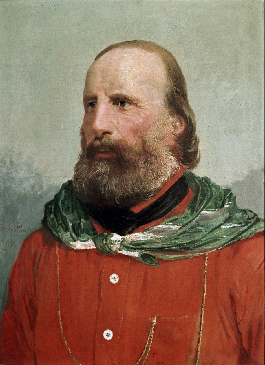 Giuseppe Garibaldi portréja vörös ingben (tempera) alkotó: Unknown Artist