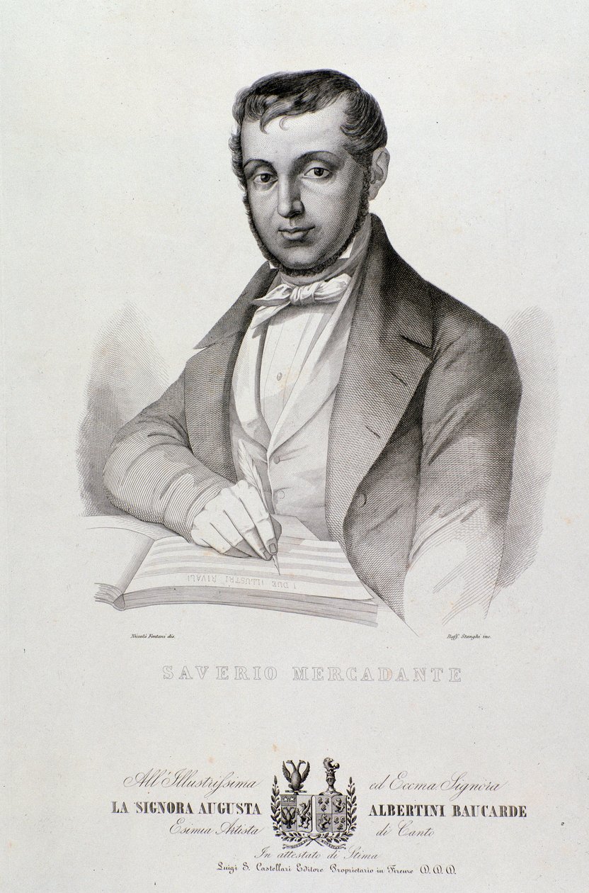 Giuseppe Saverio Mercadante (1795-1870) olasz zeneszerző Litográfia portréja. 19. század. Bologna, Polgári Zenei Múzeum alkotó: Unknown artist
