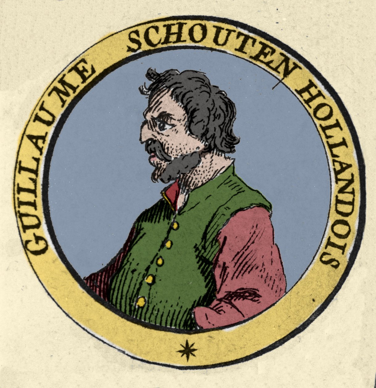 Guillaume (Willem Cornelisz) Schouten (vagy Schoutten) portréja (1567-1625) holland navigátor. századi metszet alkotó: Unknown artist