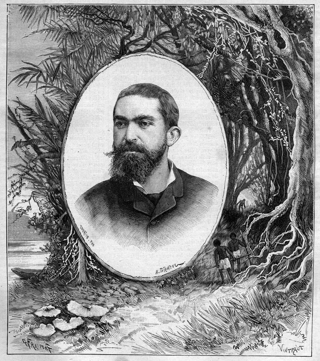 Henri Coudreau (1859-1899), földrajzprofesszor és az Amazonas felfedezője (Brazília) portréja – metszet a Journal des voyages 1889-ben alkotó: Unknown artist