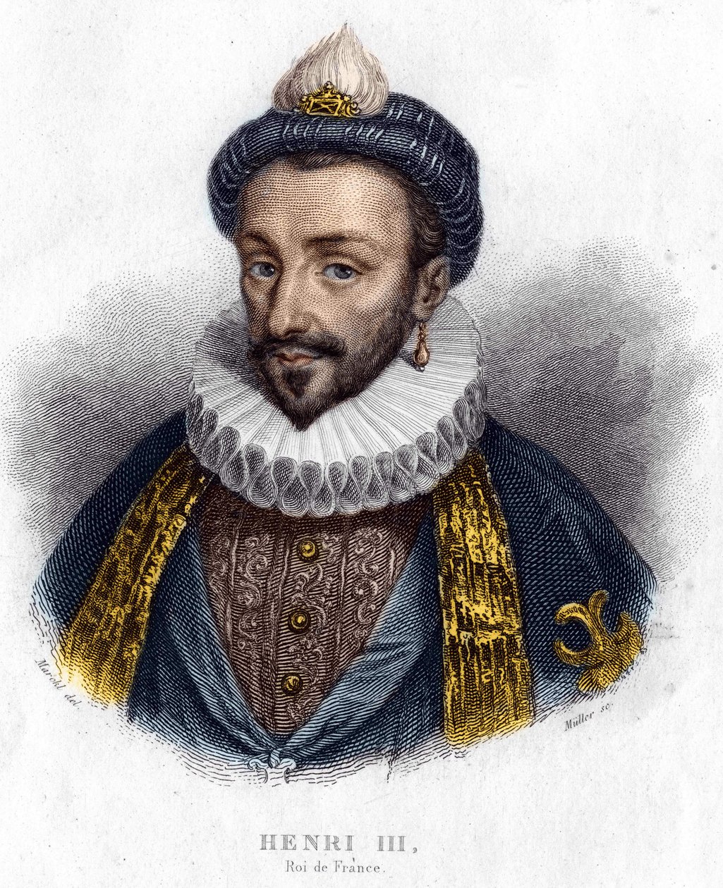 III. Henrik (1551-1589), francia király portréja, metszet XIX. alkotó: Unknown artist