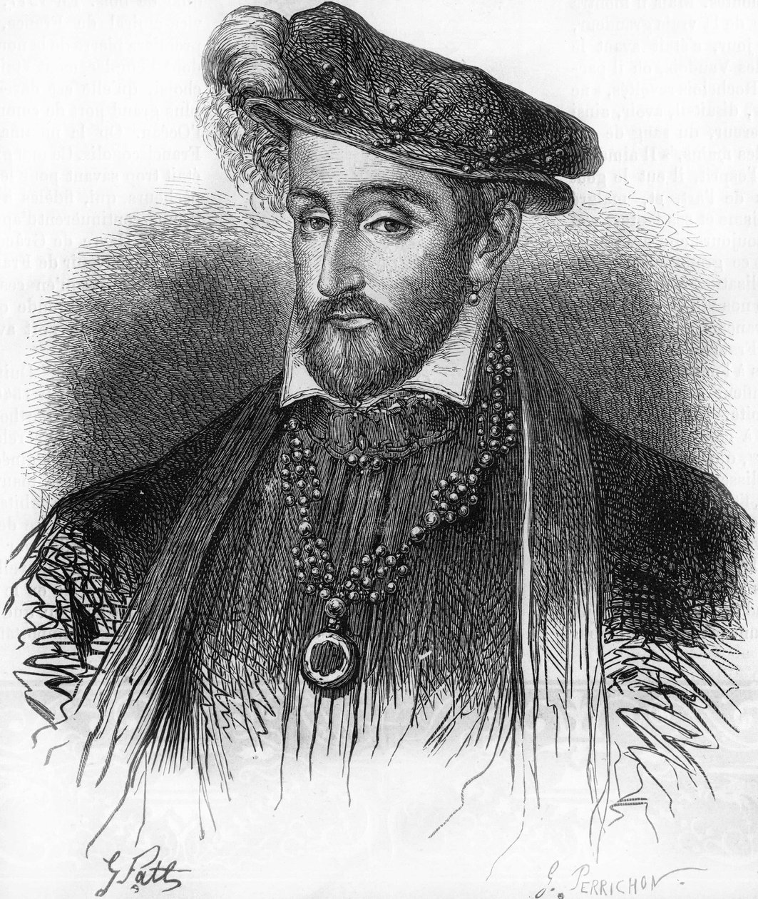 Henrik francia király (1519-1559) portréja, 19. századi metszet. alkotó: Unknown artist
