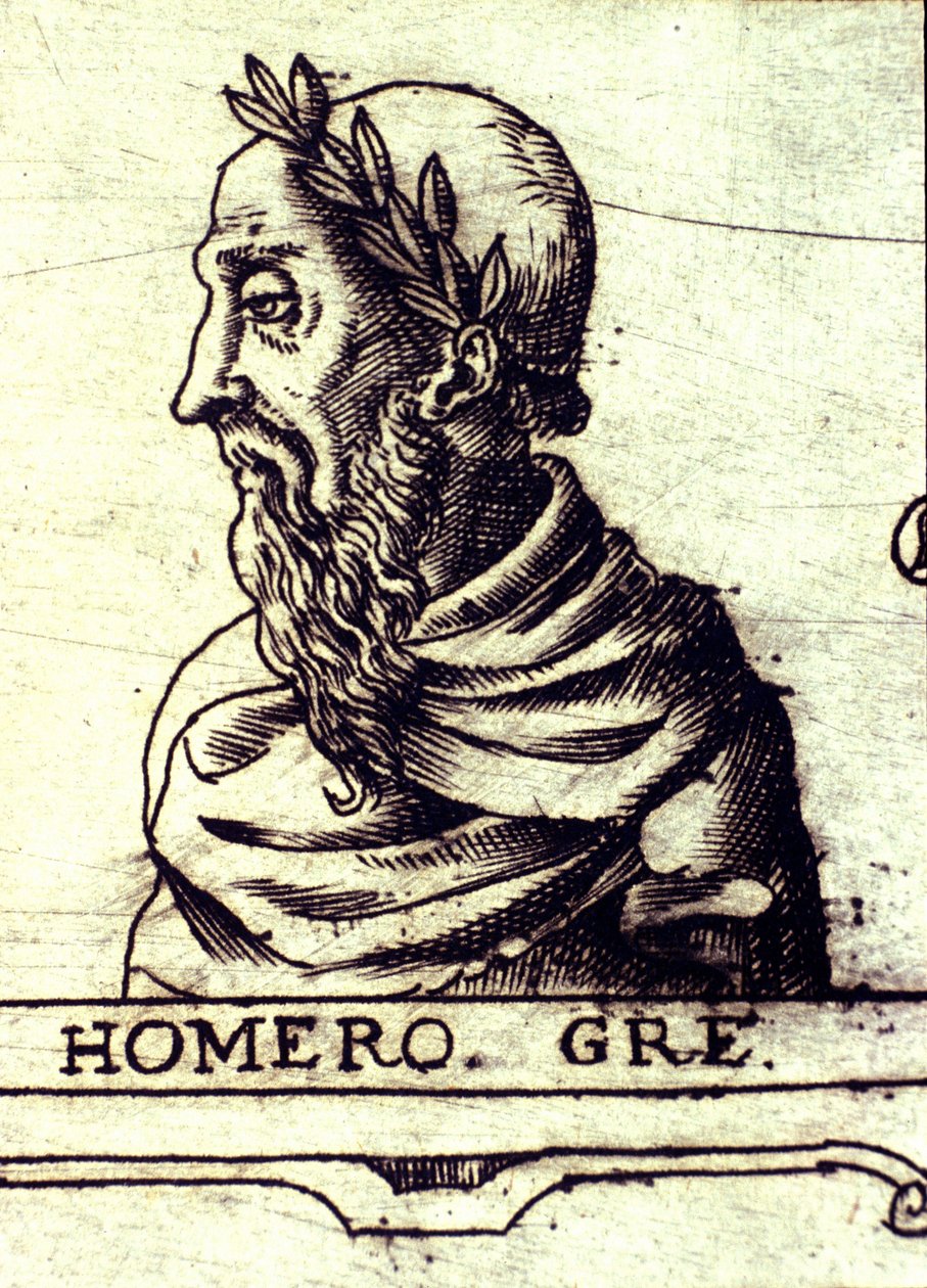 Homérosz portréja (Kr. e. 9. század). 1560-as metszet Urbano Monte atlaszából alkotó: Unknown artist