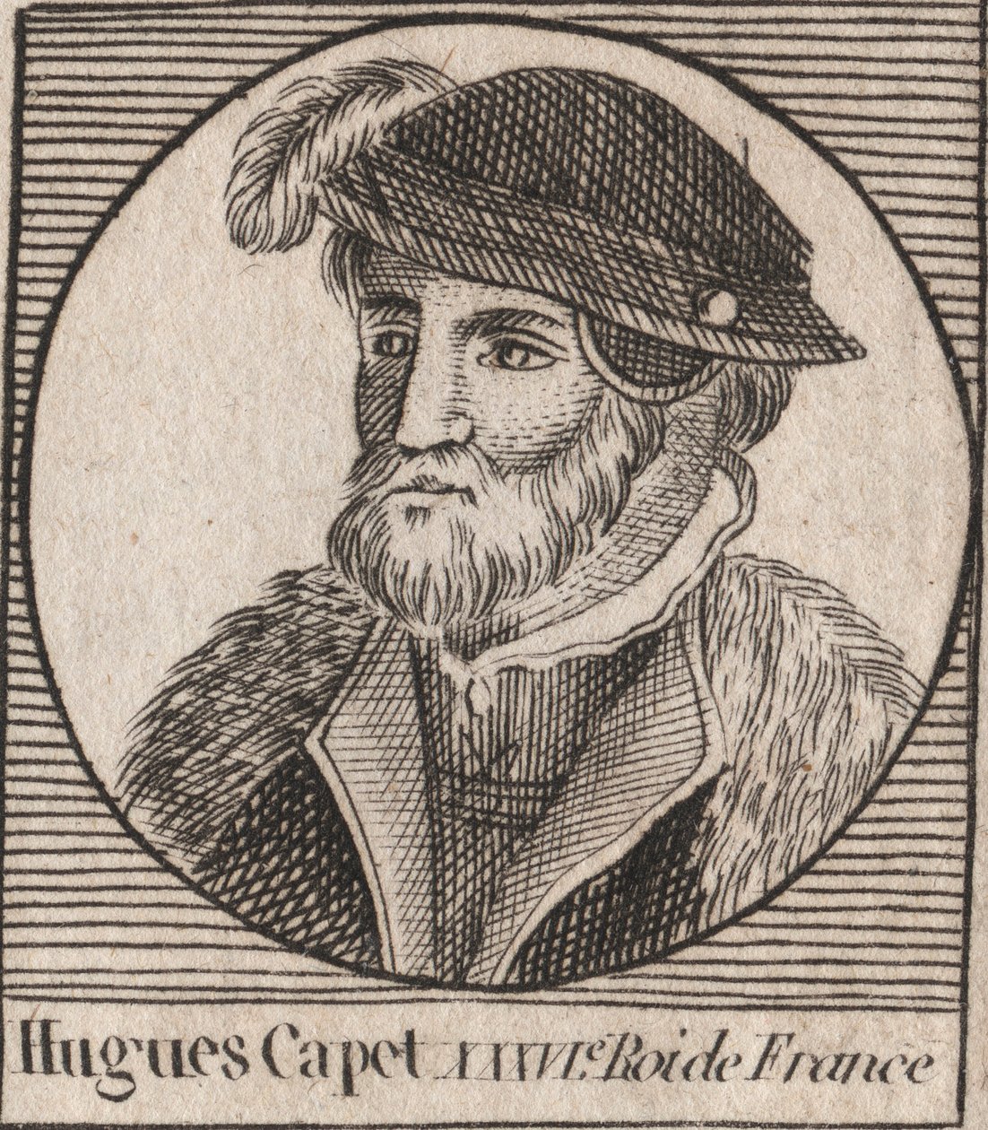 Hugues I Capet (kb. 941 - 996), francia herceg, majd francia király portréja - Hugues I Capet (c941-996), francia király portréja - metszet Charles „Instruction sur l