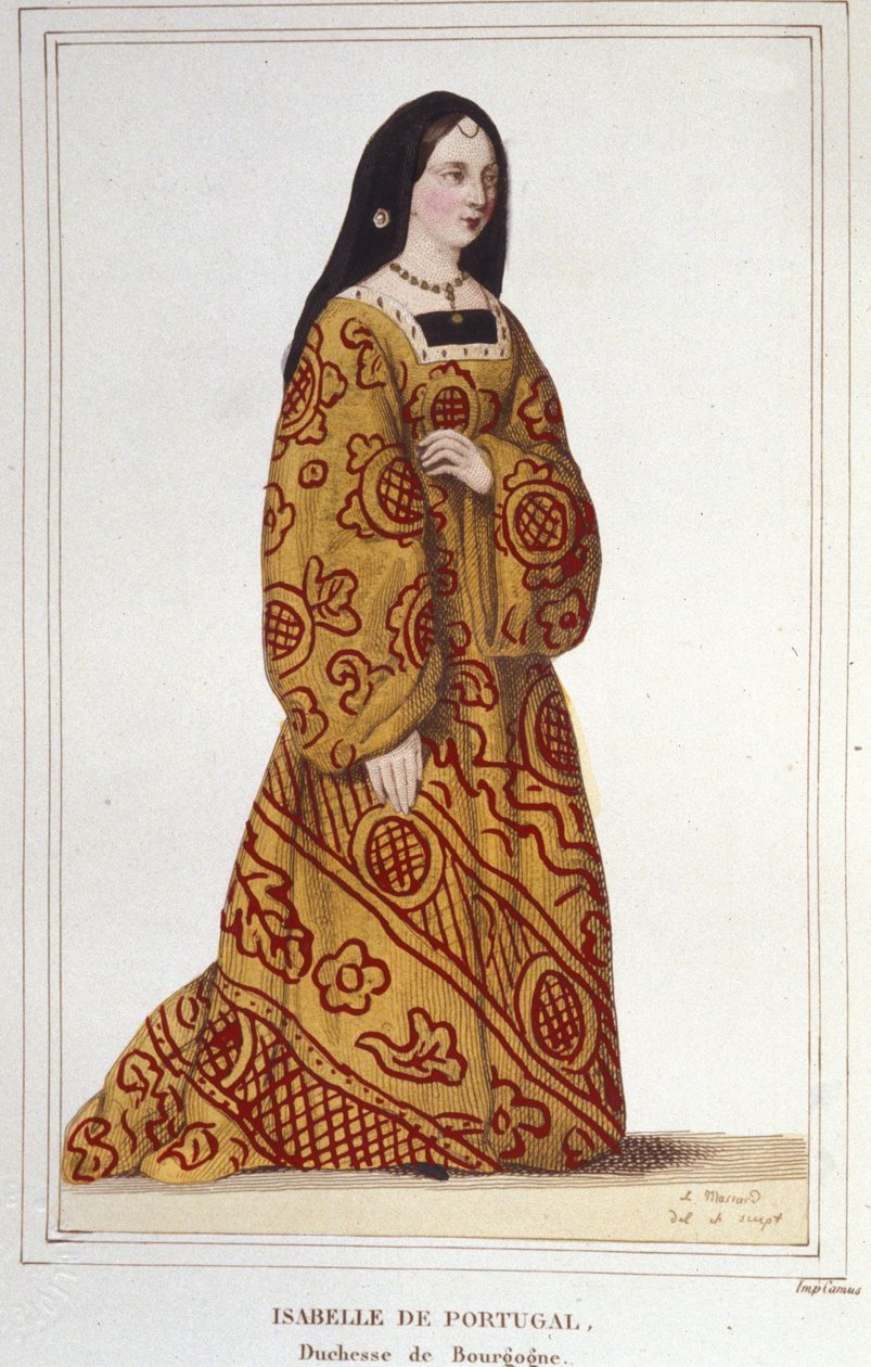 Portugál Izabella (1397-1472) portréja, Jó Fülöp burgundi hercegnője, felesége. 1830-as metszet alkotó: Unknown artist