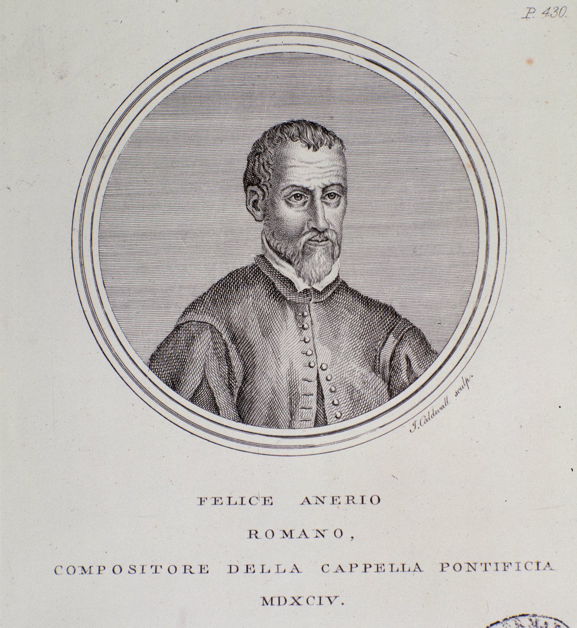 Felice Anerio olasz zeneszerző portréja (metszet alkotó: Unknown artist