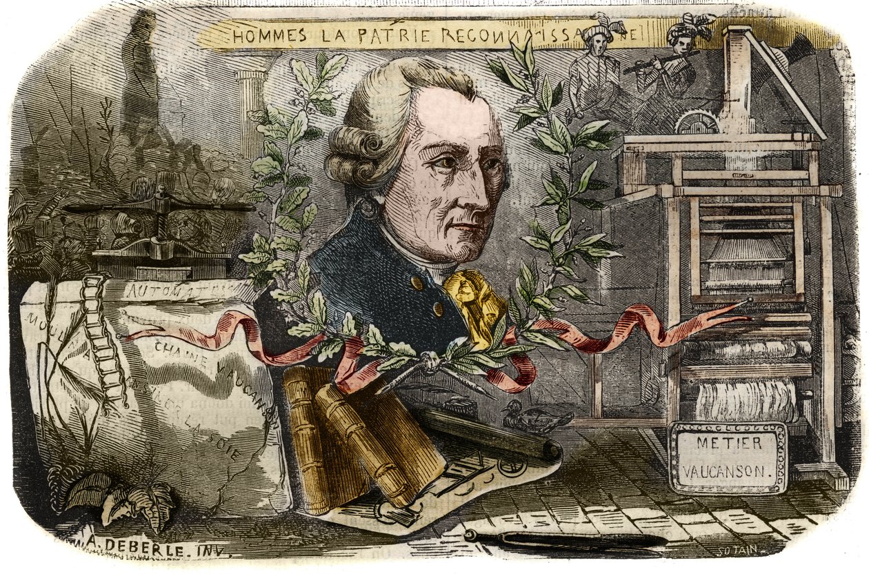 Jacques de Vaucanson (1709-1782), francia szerelő és az automaták feltalálója portréja. Metszet 1857-ből a „Le Musee Des Sciences”-ben alkotó: Unknown artist