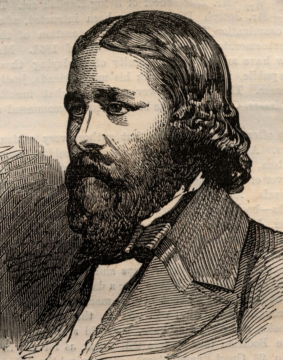 James Russell Lowell (1819-1891) amerikai költő portréja. Metszet az 1858. március 20-i „” The illustrated London News”-ba. alkotó: Unknown artist