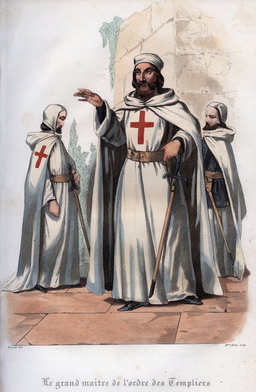 Molay-i Jakab (Jacques de Molay) (Molai) (1243-1314), a templomos lovagok nagymesterének portréja. Metszet 1842-ből Maurice Lachatre „Histoire des Popes” című könyvében. Magángyűjtemény. alkotó: Unknown artist
