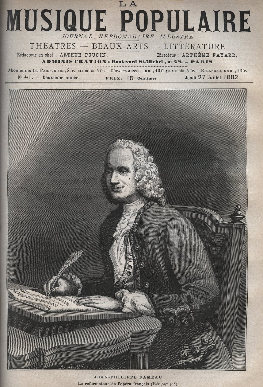 Jean Philippe Rameau (1683-1764) portréja - Jean-Philippe (Jean Philippe) Rameau (1683-1764) francia zeneszerző portréja - metszet a „La musique populaire”” jeles hetilapban - 1882 alkotó: Unknown artist