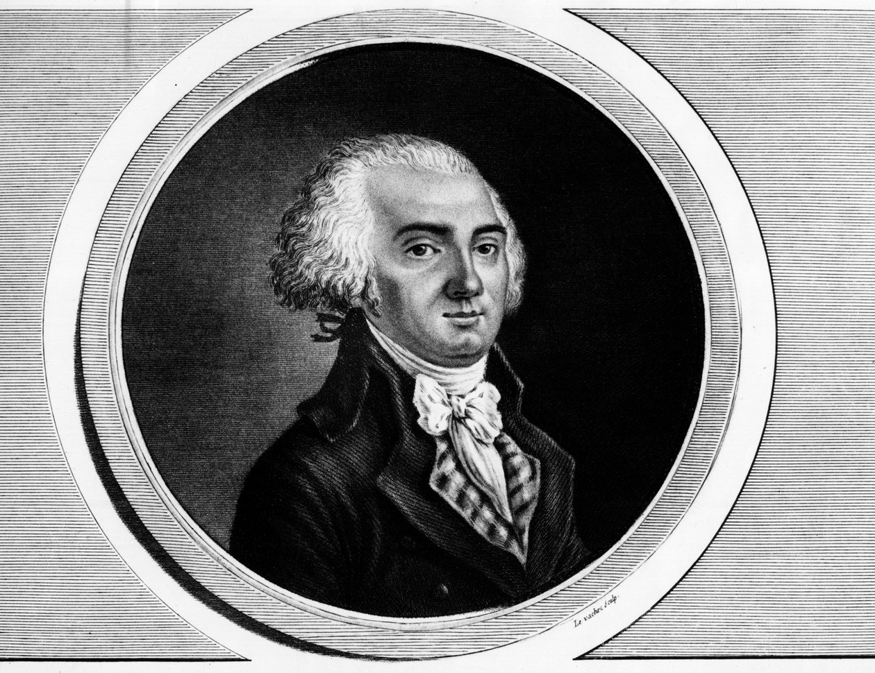 Jerome Petion de Villeneuve (1759-1793), a Konvent elnökének és az államok tábornokának tagjának portréja. Metszet a „” A francia forradalom történelmi festményeinek teljes gyűjteménye, három kötetben.””” 1804. alkotó: Unknown artist