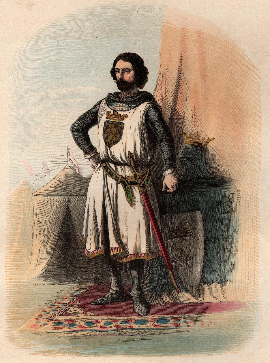 A győztesként ismert I. (Johann) brabanti János (1253-1294) portréja 1267-1294 között Brabant hercege, 1288-1294 között Limburg hercege volt. Metszet 1868-ból a „Histoire de Belgique a primitív időktől I. Lipót uralkodásának végéig” című könyvébe. alkotó: Unknown artist