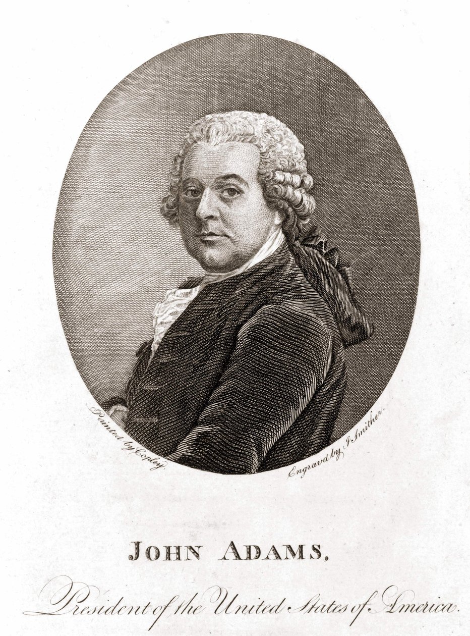 John Adams (1735 - 1826), az Egyesült Államok második elnökének (1797 - 1801) portréja. Gravírozás sd. 19. század. alkotó: Unknown artist