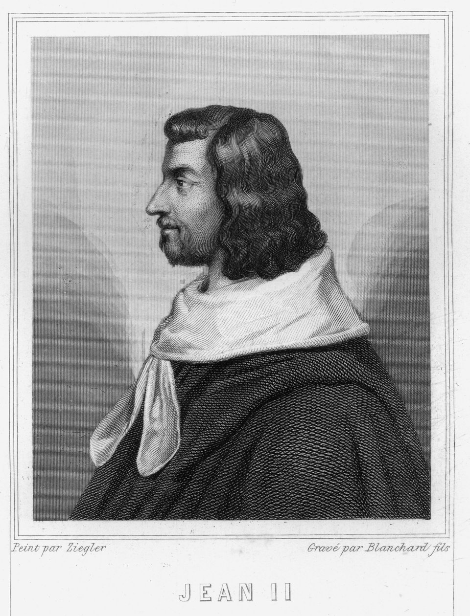 II. Jó János (1319 - 1364), francia király portréja - Lavallée „Histoire des Français”-jában, metszet, sd. alkotó: Unknown artist