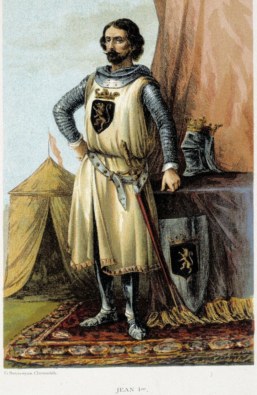 I. János, a győztesként ismert (1268-1294), brabanti herceg portréja. századi kromolitográfiája. alkotó: Unknown artist