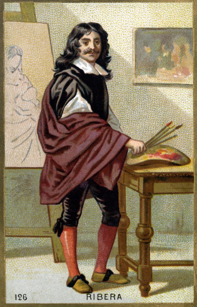 Jose de Ribera dit il Spagnoletto „” a spanyol”” (1591-1652), spanyol festő és metsző portréja – A XIX. századi kromolitográfiája alkotó: Unknown artist