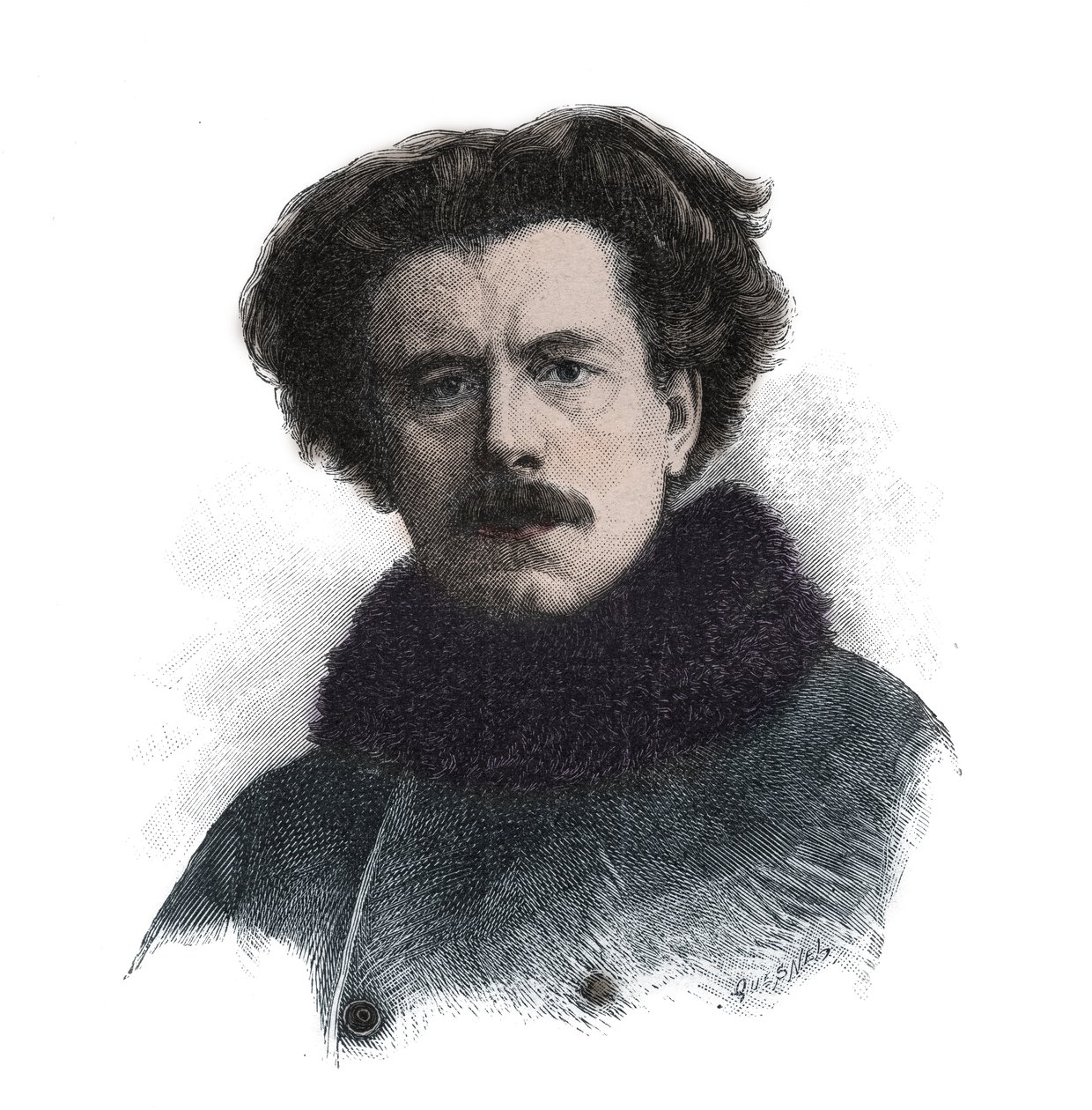 Joseph Auguste Maurice Rollinat (1846-1903) angol költő portréja - metszet alkotó: Unknown artist
