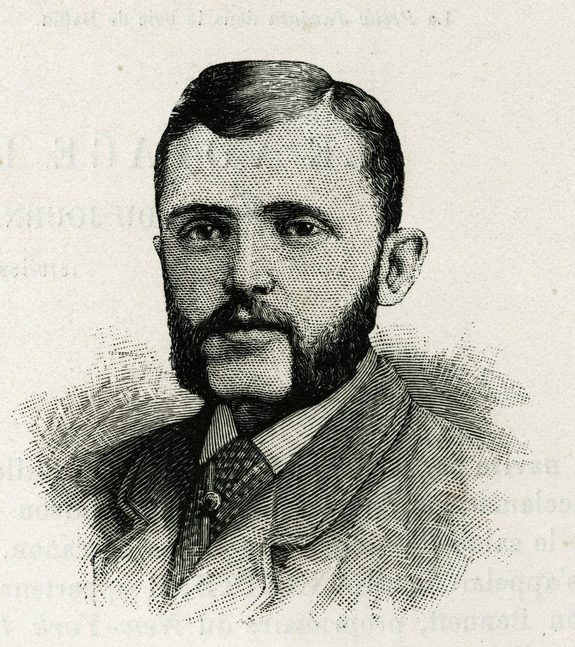L. Newcomb, a La Jeannette legénységének tagjának portréja az északi-sarkra irányuló küldetésben. Metszet „A Jeannette utazása” illusztrálására alkotó: Unknown artist