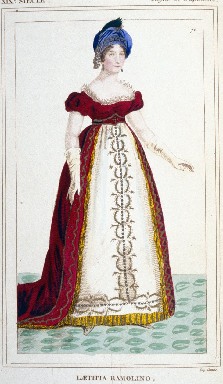 Laetitia Bonaparte (Letizia Maria Ramolino) (1750-1836), I. Napóleon anyja portréja. Metszet a XIX. alkotó: Unknown artist