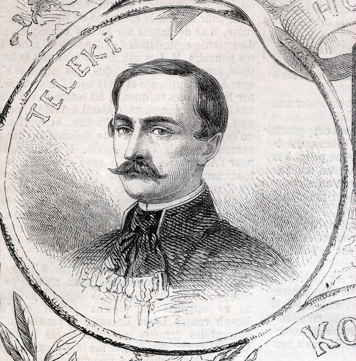Teleki László (1811-1861) magyar író, politikus portréja - Metszet „A jeles világban”” alkotó: Unknown artist