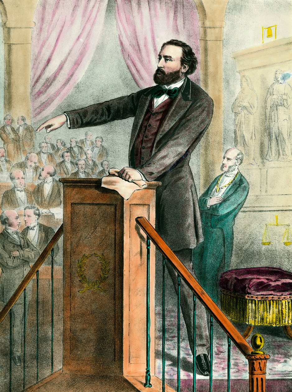 Leon Gambetta (1838 - 1882) portréja a galériában. századi metszet. Coll. Megy. alkotó: Unknown artist