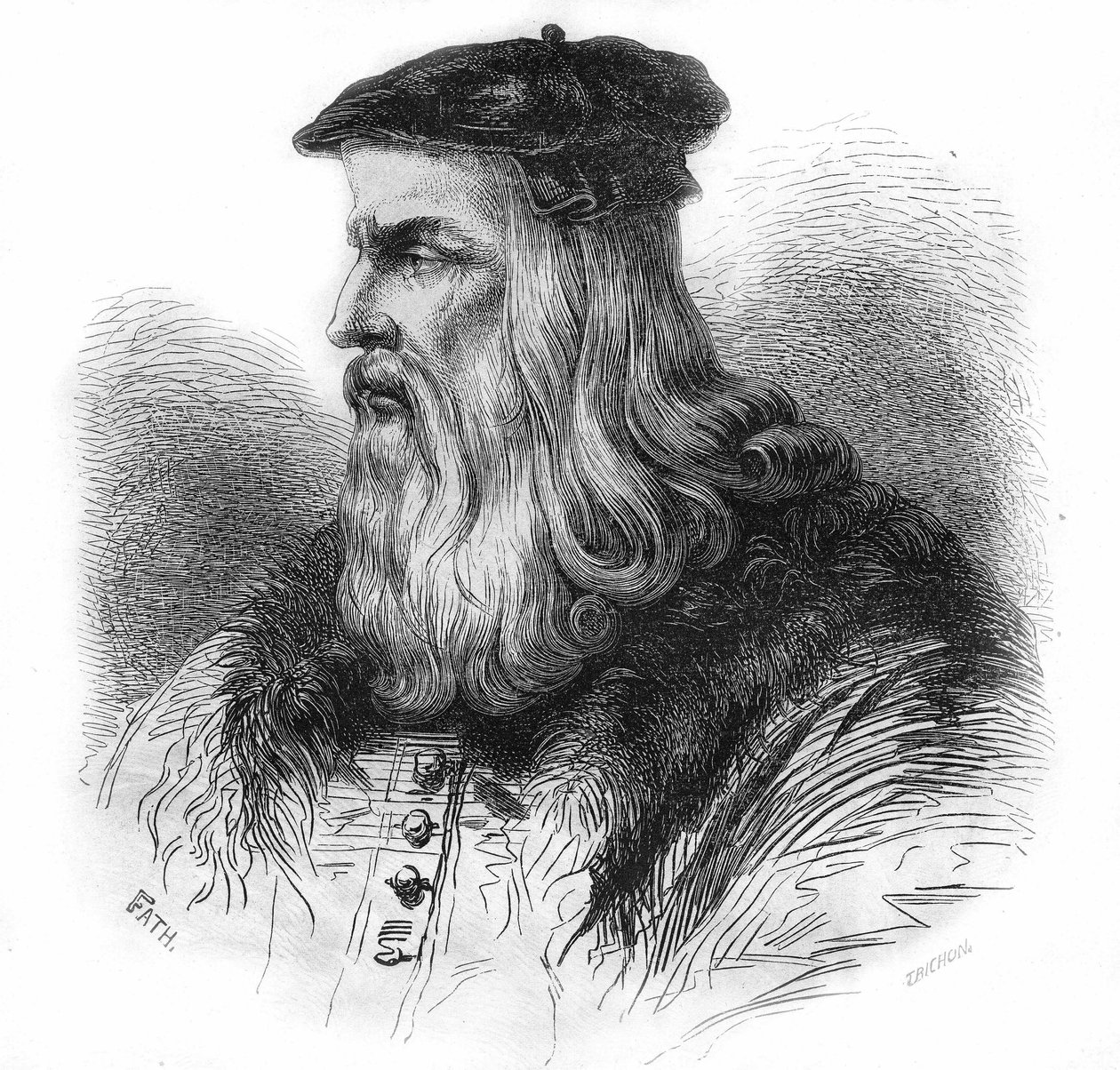 Leonardo da Vinci (Leonardo da Vinci) (1452 - 1519) portréja. alkotó: Unknown artist
