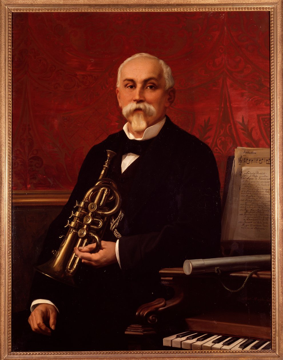 Lodovico Bortolotti (XIX. század) olasz zenész portréja Trombitát tart. Névtelen festmény. 19. század. Bologna, polgári bibliográfiai múzeum alkotó: Unknown artist