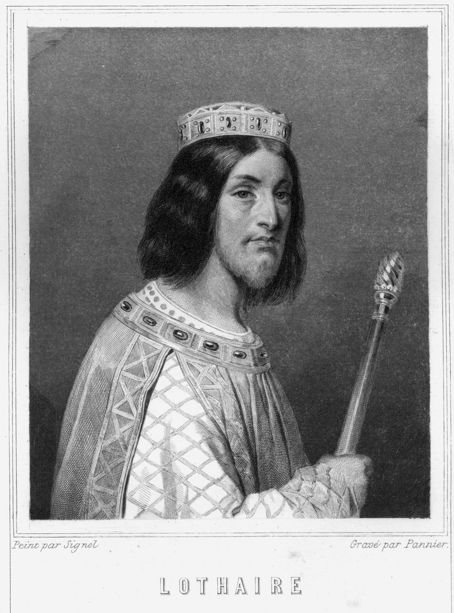 Lothaire (941 - 986), a frankok királyának portréja - Lavallée „Histoire des Français”-jában, metszet, nd. alkotó: Unknown artist