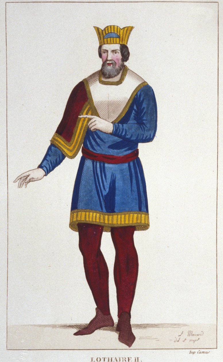 II. Lotharia (825-869) Lotharingia királyának portréja, 1830-as metszet alkotó: Unknown artist