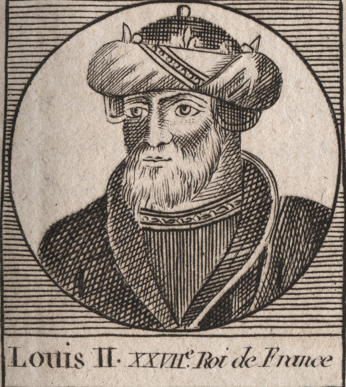 II. Lajos Bége vagy Faineant (846-879), frankkirály portréja – II. Lajos, a dadogó 848-879 – metszet az „Instruction sur l
