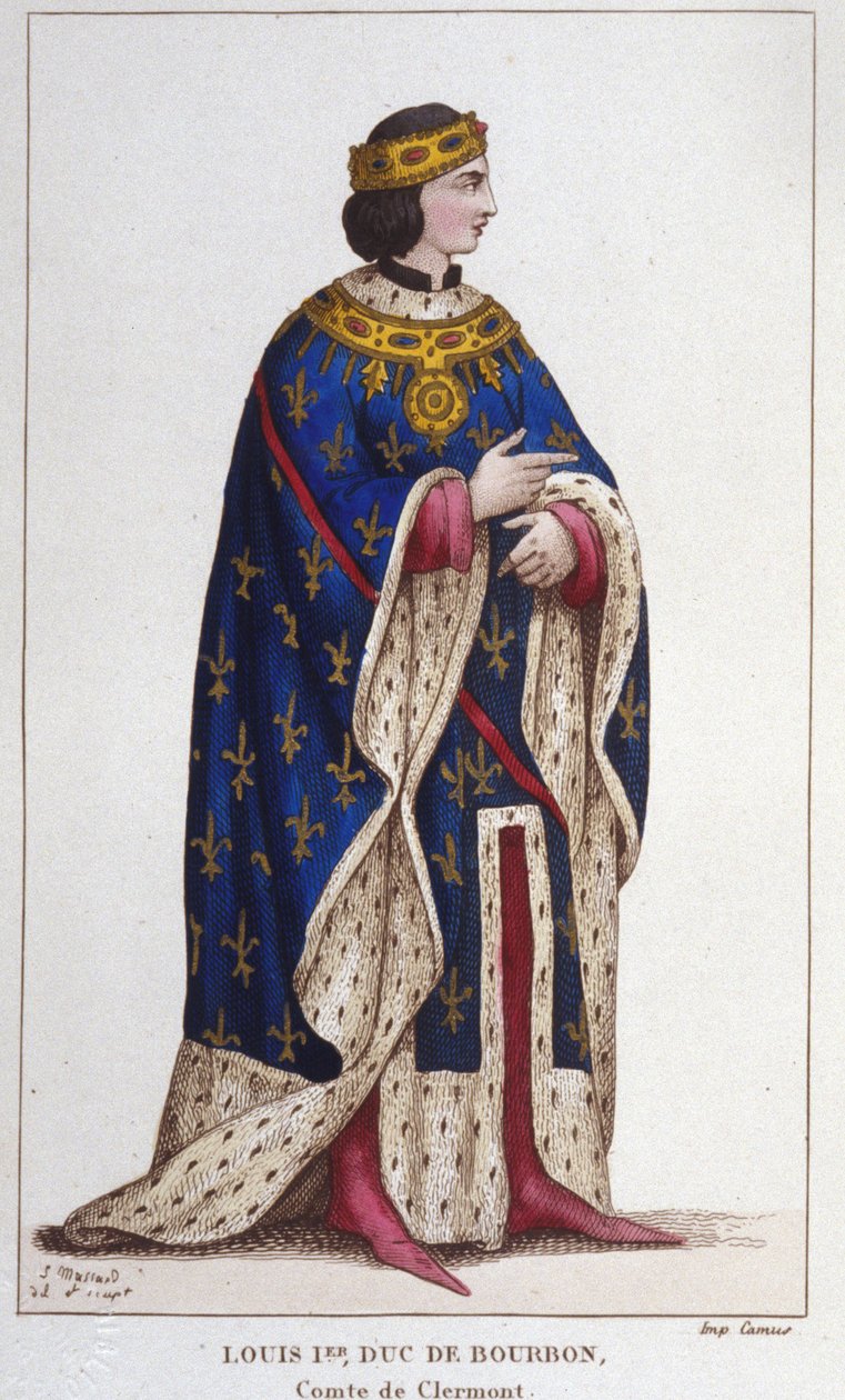 I. Lajos Bourbon, the Boiteux (1279-1342) portréja Clermont grófja (1310), Bourbonnais hercege, La Marche és Castres grófja (1327). 1830-as metszet alkotó: Unknown artist