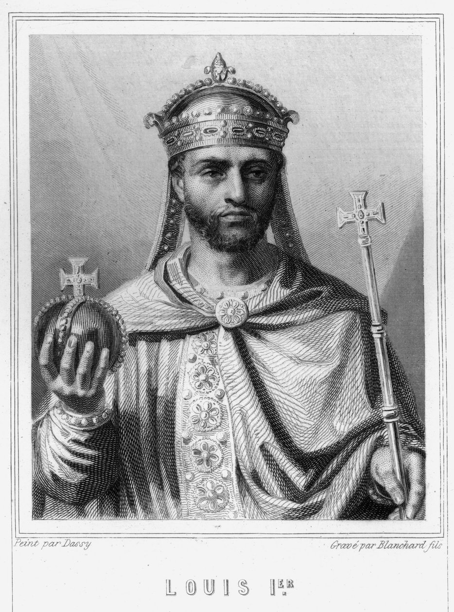 I. Lajos Jámbor vagy Debonnaire (778 - 840), Nyugat császárának portréja - Lavallée „Histoire des Français”-jában, metszet, sd. alkotó: Unknown artist