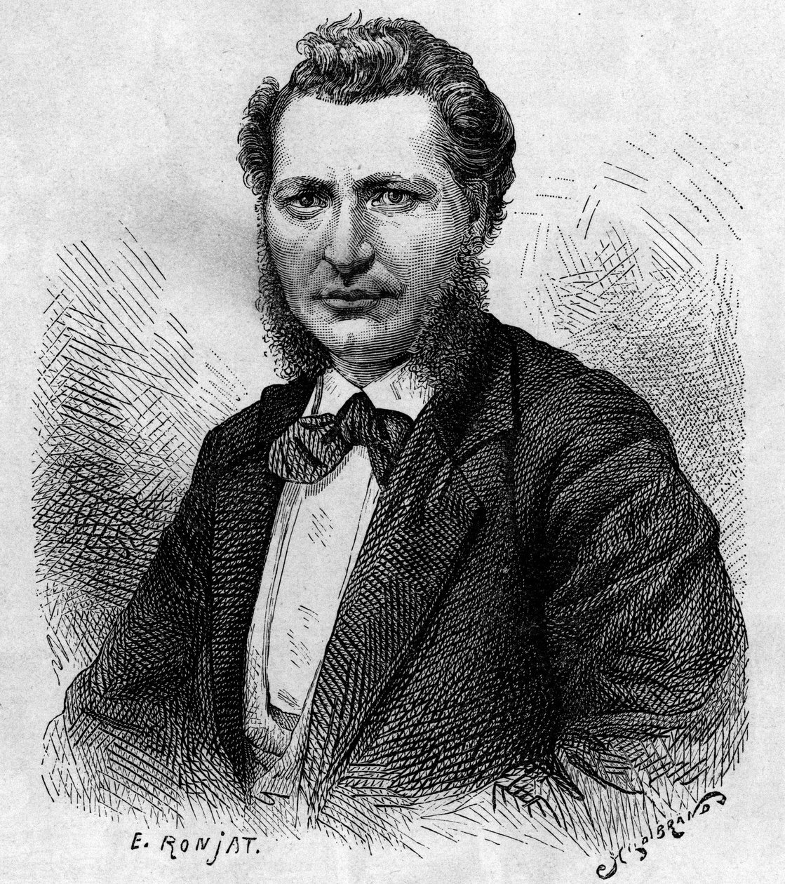 Louis Riel (1844-1885), kanadai politikus és a metis nép védelmezőjének portréja. Metszet a „Le journal de la jeunesse”-be alkotó: Unknown artist