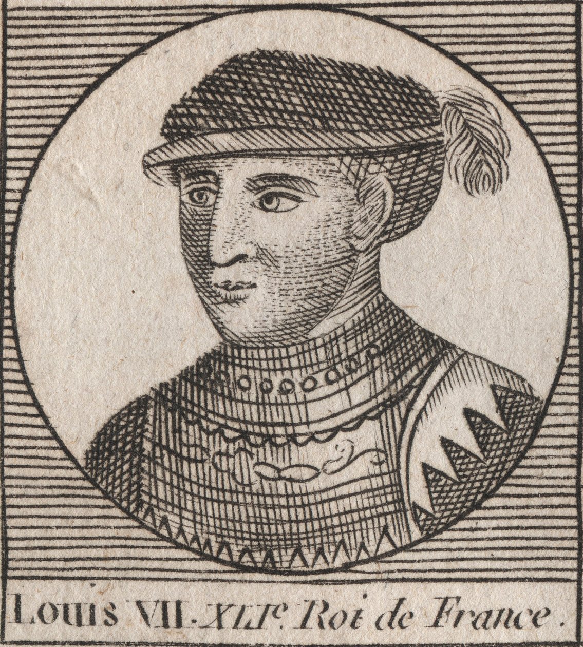 VII. Lajos dit le Jeune (1120-1180), a frank király 1137 és 1180 között – VII. Lajos (az ifjabbnak vagy ifjabbnak) frankok királyának portréja – metszet Charles „Instruction sur l