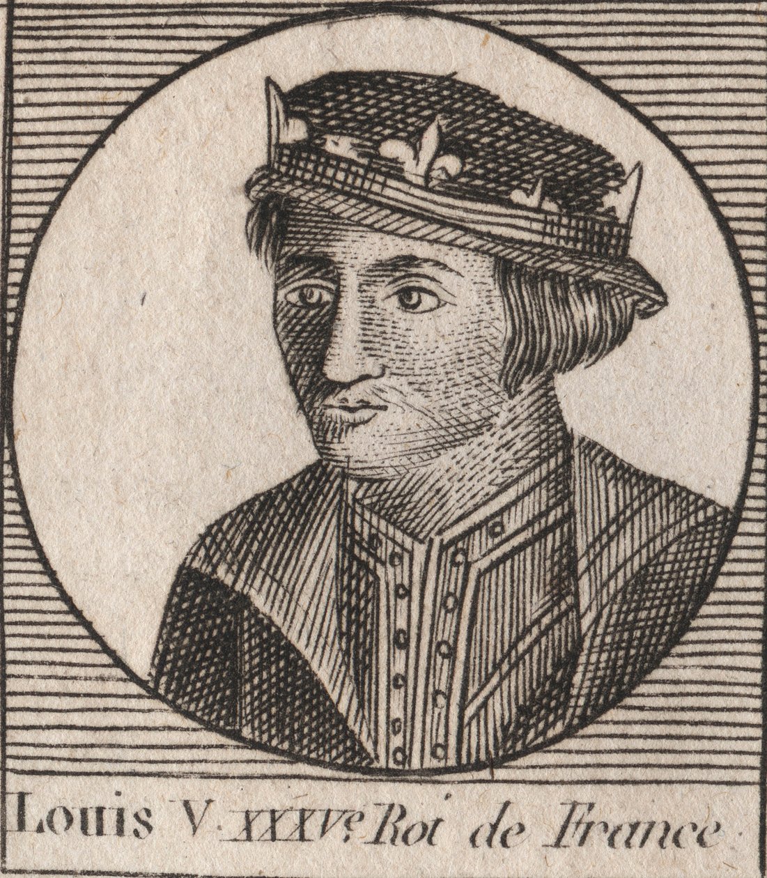 Louis V le Faineant (967-987), francia király portréja - V. Lajos, Indolens (967-987) - metszet az „Instruction sur l’Histoire de France” című könyvéből, Charles Constant Le Tellier 1821-ben alkotó: Unknown artist