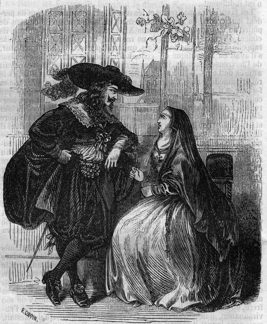 XIII. Lajos (1601-1643) francia király és Mademoiselle de Lafayette portréja – metszet a XIX. alkotó: Unknown artist