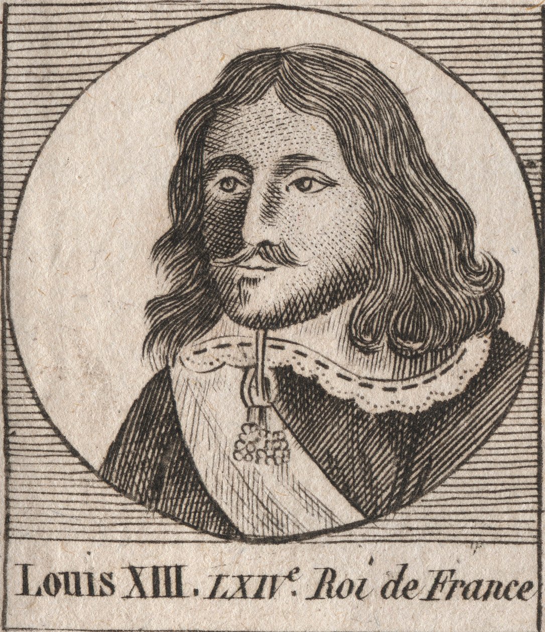 Lajos, az Igazságos (1601-1643) francia király portréja – XIII. Lajos francia király 1610-től 1643-ig – metszet az „Instruction sur l