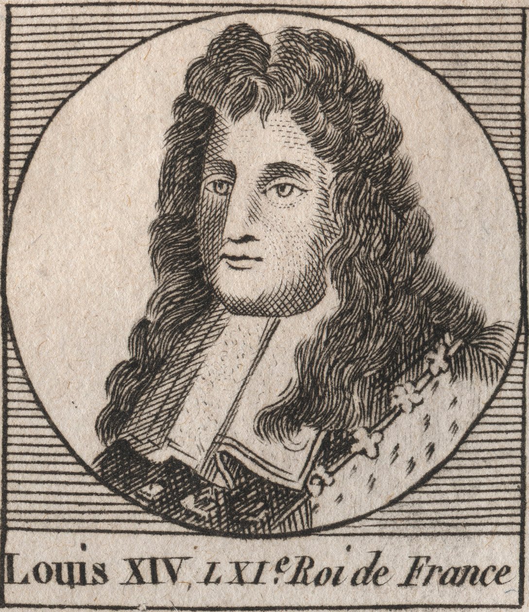 XIV. Lajos (1638-1715), dit Nagy Lajos vagy Solei király, francia király portréja – XIV. Lajos, Nagy Lajos vagy a Napkirály néven ismert – metszet Charles Constant „Instruction sur l