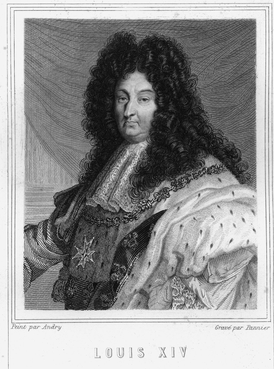 XIV. Lajos (1638 - 1715), francia király portréja - Lavallée „Histoire des Français”-jában, metszet, sd. alkotó: Unknown artist