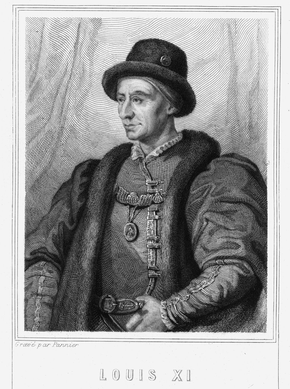XI. Lajos (1423 - 1483), francia király portréja - Lavallée „Histoire des Français”-jában, metszet, sd. alkotó: Unknown artist