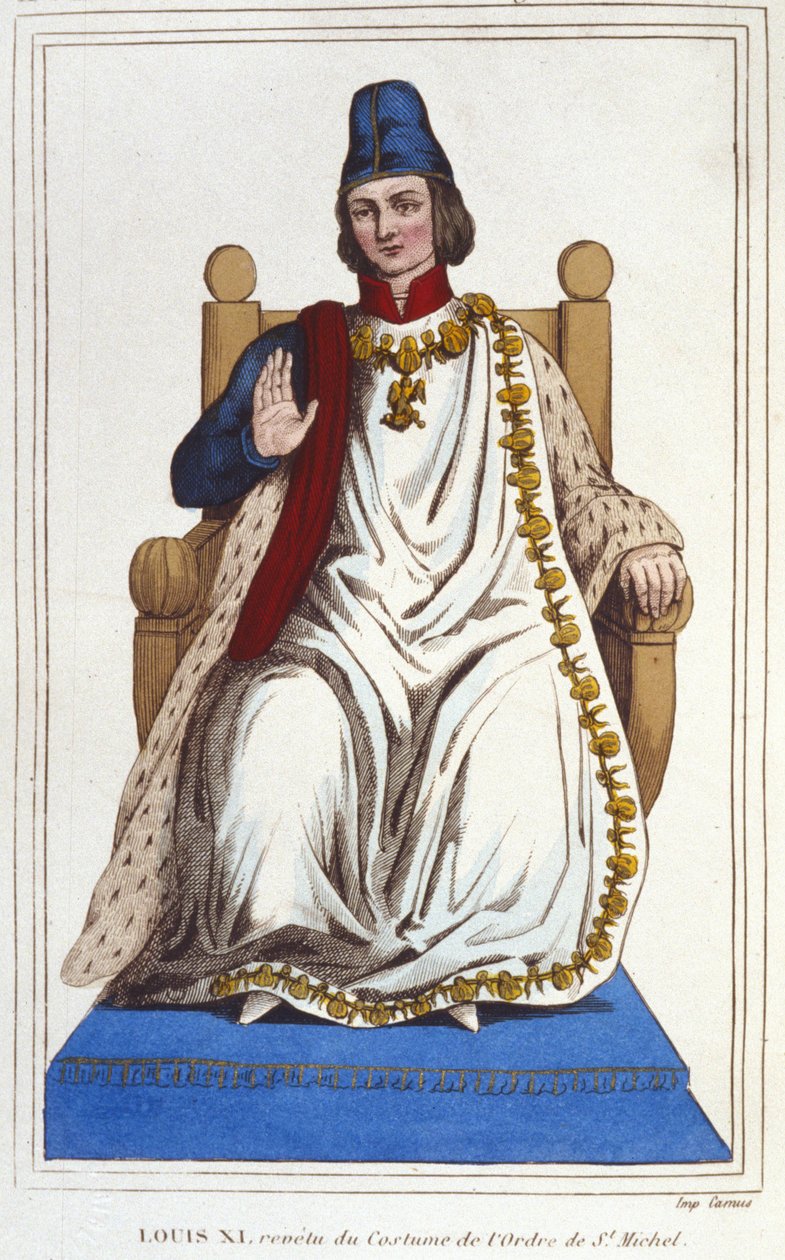 XI. Lajos portréja a Szent Michel-rend jelmezében (1423 - 1483). metszet 1830-ból alkotó: Unknown artist
