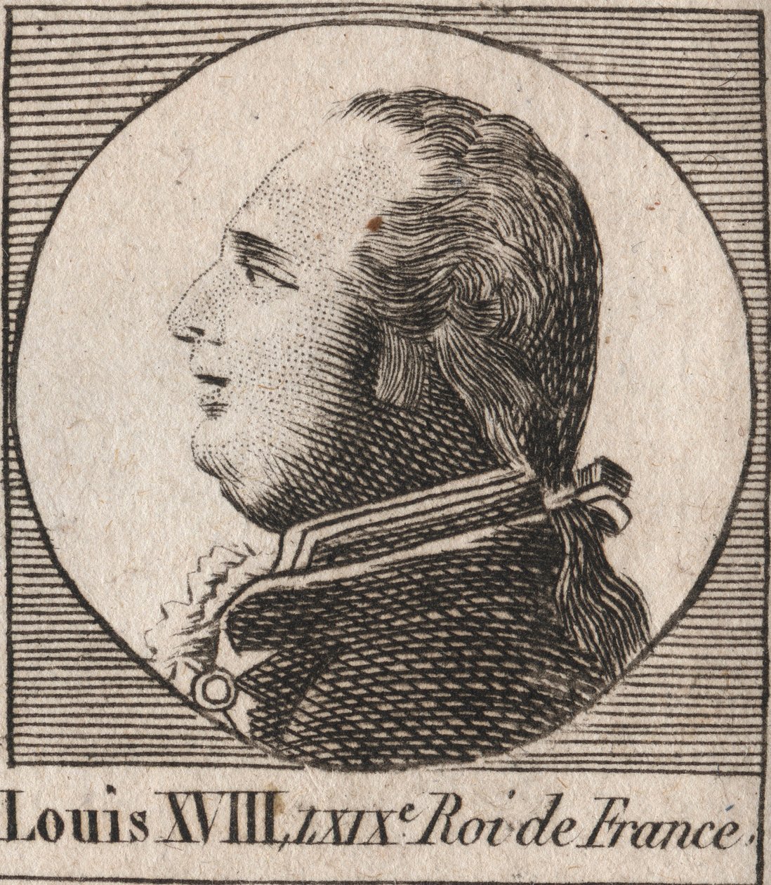 XVIII. Lajos (1755-1824), becenevén a Vágy, Franciaország és Navarra királya 1814-től 1815-ig és 1815-től 1824-ig - XVIII. Lajos, akit a vágyott francia királyként ismernek - metszet az „Instruction sur l