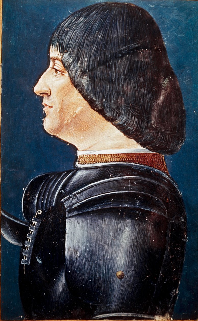 Ludovic Marie Sforza dit le More portréja (Ludovico Maria Sforza, il Moro néven ismert) (1452-1508) Miniatúrák Aelius Donatus (Donato) „” Grammatica ”-jában, 15. század vége. Trivulziana Könyvtár, Milánó. Kisasszony. 2167. alkotó: Unknown artist